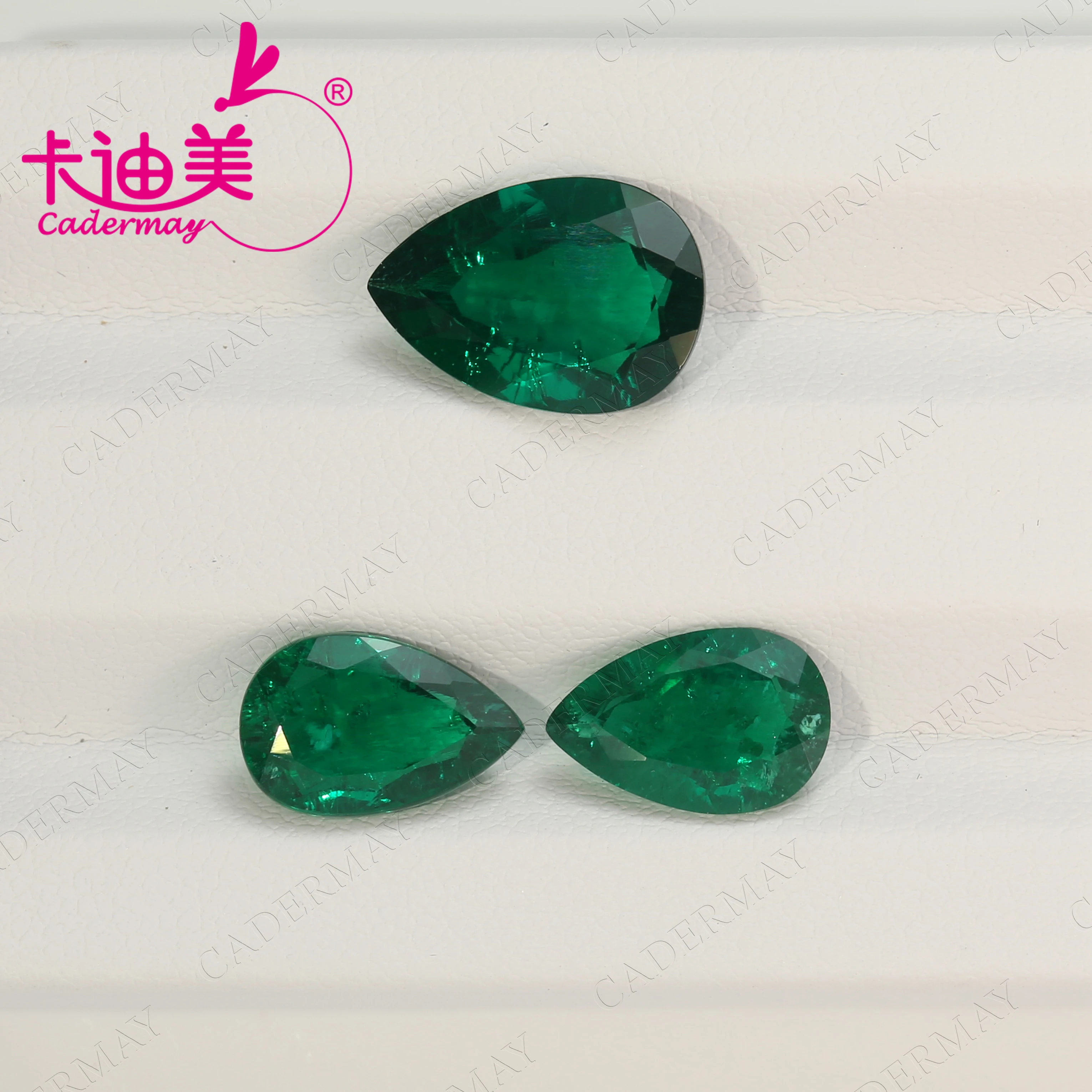 CADERMAY Hydrothermal  Colombia Muzo Emerald With Inclusions Gemstone Pear  Shape For Jewelry Making