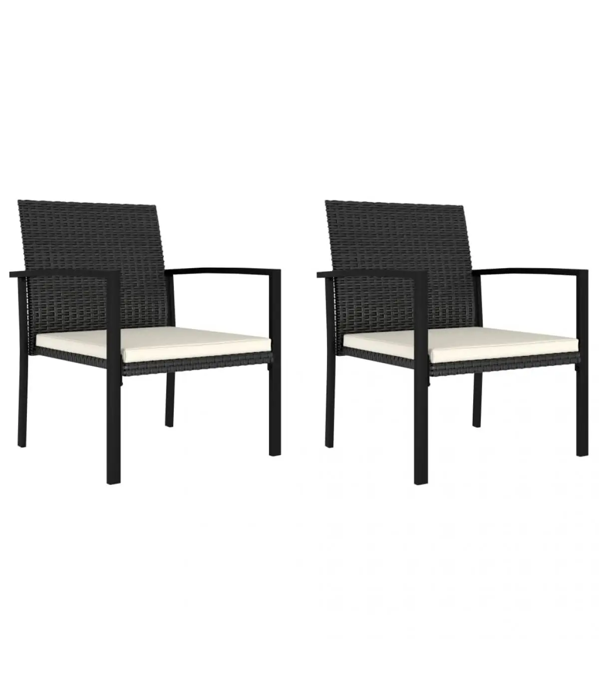 Garden chairs garden dining chairs 2 units black synthetic rattan