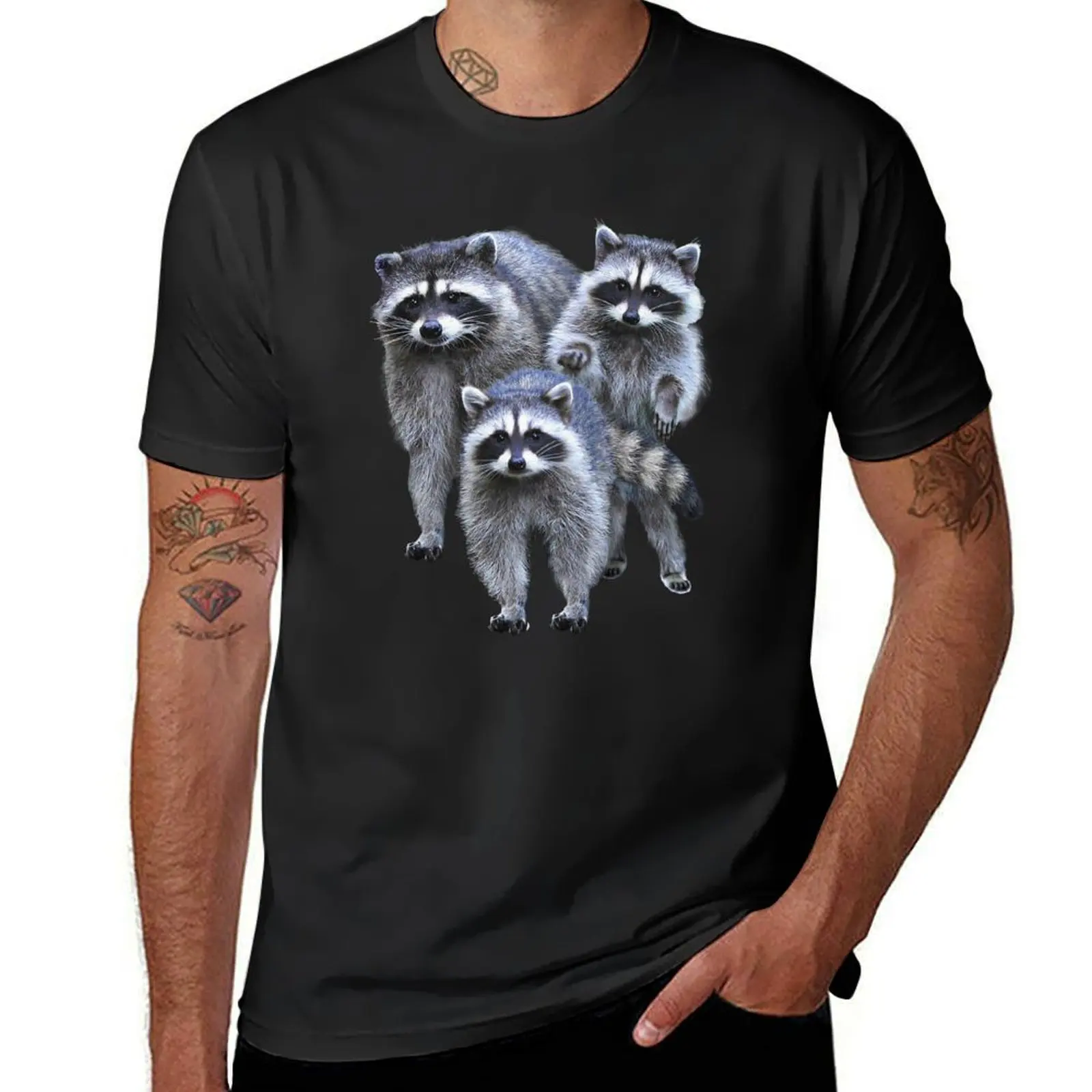 

Cute Raccoon Street Cats Raccoon T-Shirt hippie clothes Aesthetic clothing workout shirts for men