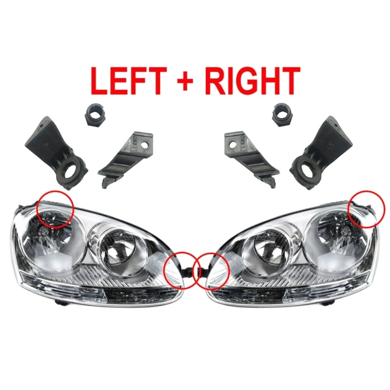 Headlamp Hardware Kit 1K0998226 1K0998225 for Golf MK5 Left/Right Side Headlight Repair Bracket Auto Repair Kit 40GF