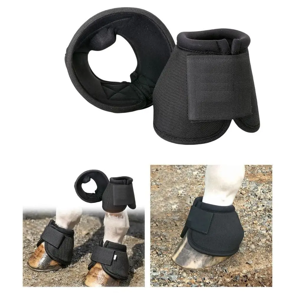 1 paio di protezioni per le zampe di cavallo durevoli stivali da cavallo resistenti allo strappo in tessuto Oxford robusto protezione per i polsi dello zoccolo nero forniture per attrezzi da cavallo