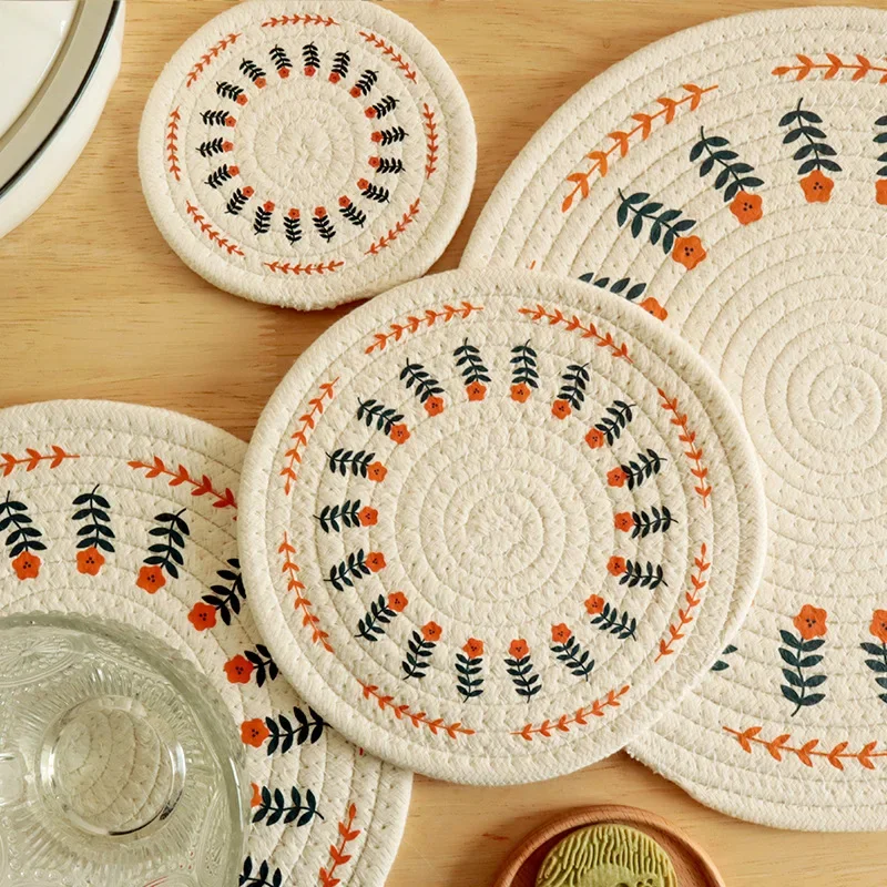 Nordic style Signature Cotton weave heat-proof mat household placemat dishes casseroles Teapot Pads Table Decoration Accessories