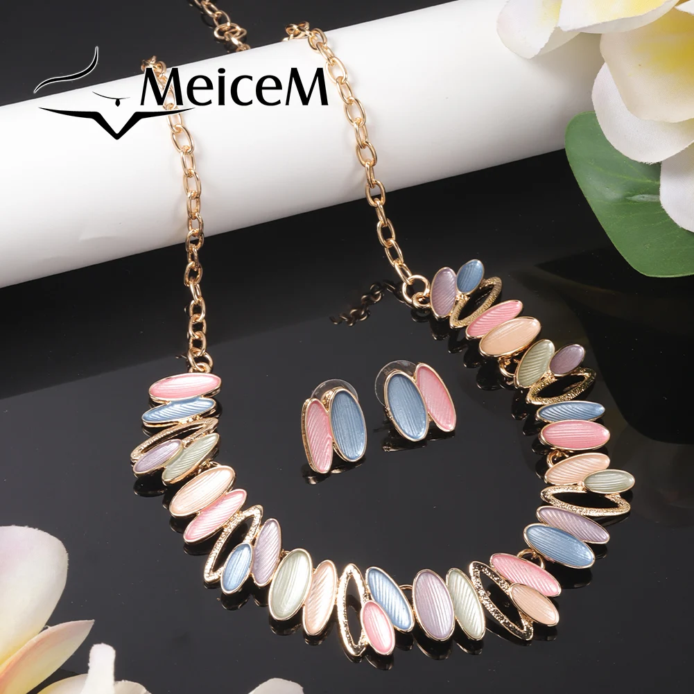 MeiceM Colorful Geometry Chokers Designer Fashion Jewelry Chains 2000s Aesthetic Christmas Gifts Ideas New Necklaces for Women