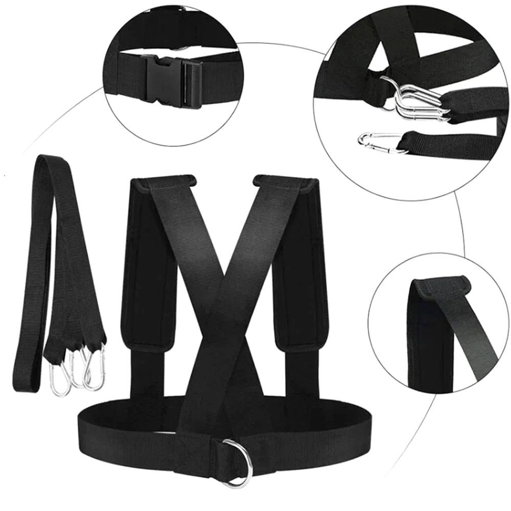 Arnés de trineo para entrenamiento, entrenador de resistencia y asistencia, Kit de cuerda de resistencia para entrenamiento físico, mejora la velocidad, la resistencia y la fuerza