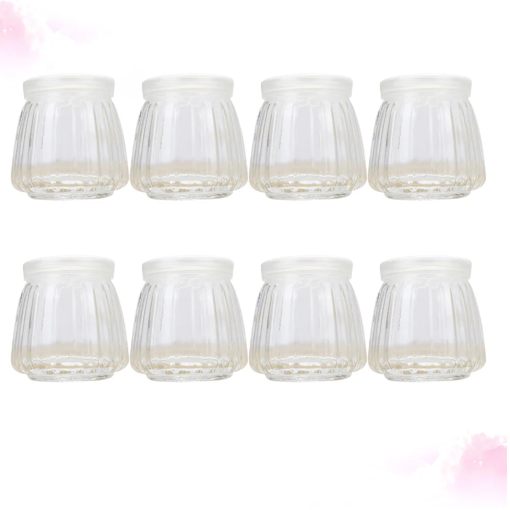 

8Pcs 100ml Pudding Glass Bottles with Lids for Storing Yogurt Jams Jelly Mousse and Small Desserts Smooth Clean