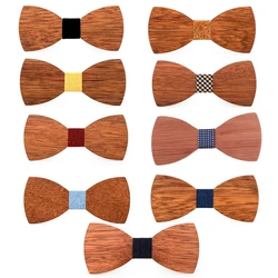 Novelty Design 3d Wooden Tie Pocekt Square Cufflinks Fashion Wood Bow Tie Wedding Dinne Handmade Corbata Wooden Ties
