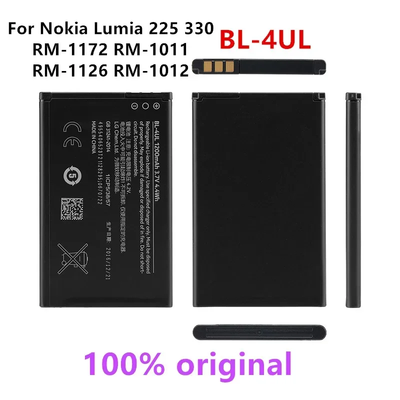 

Original BL-4UL 1200mAh Replacement Battery For Nokia Lumia 225 330 RM-1172 RM-1011 RM-1126 RM-1012 BL4UL Li-Polymer Batteries