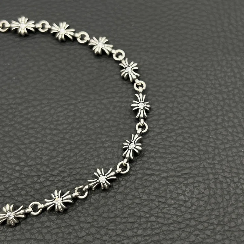 Premium Sense Retro Cross Bracelet with Diamond Cross Flower Classic Men and Women Personality Old Temperament Advanced