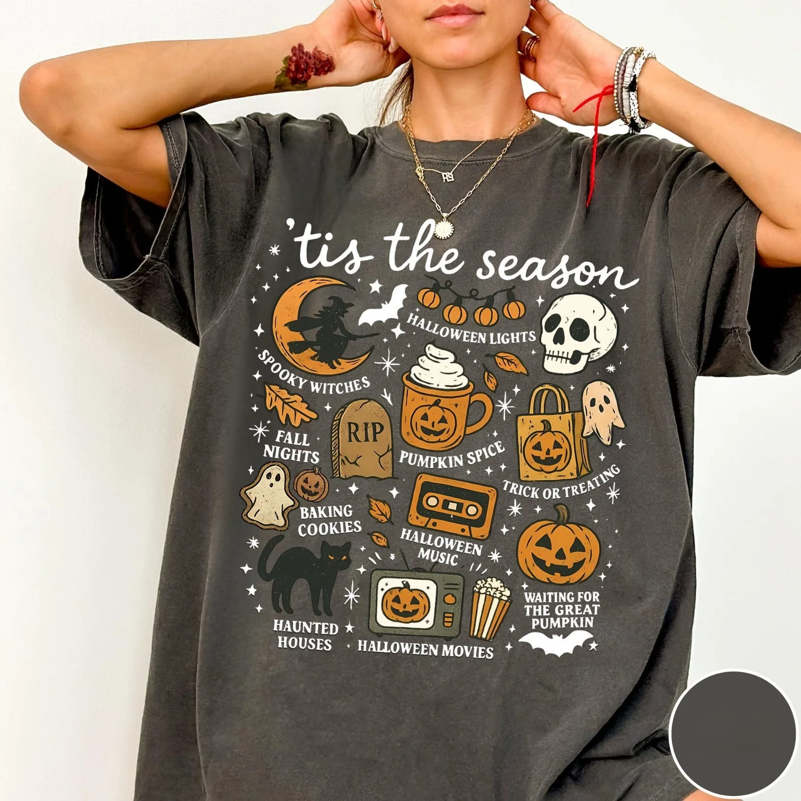 Halloween Collage T Shirt Unisex Vintage Tee Casual Short Sleeve Streetwear Tops for Men Women Pumpkin Ghost Fall Fan Clothing