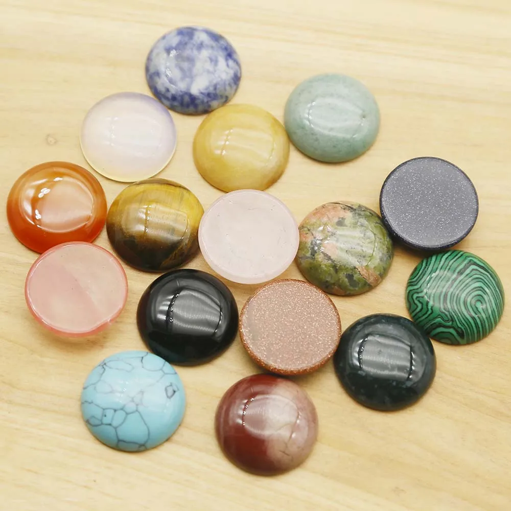 

25MM Semicircle Precept Noodles Natural Agate Crystal Color Treasure Stone Semiround Bead Patch Inlaid Jewelry Accessories 12Pcs