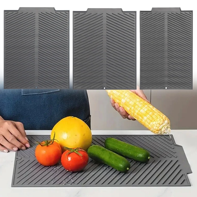 1PC Non-Slip Silicone Kitchen Drain Mat Multi Drying Pad for Dish Heat-Resistant Tableware Coaster Household Kitchen Utensils