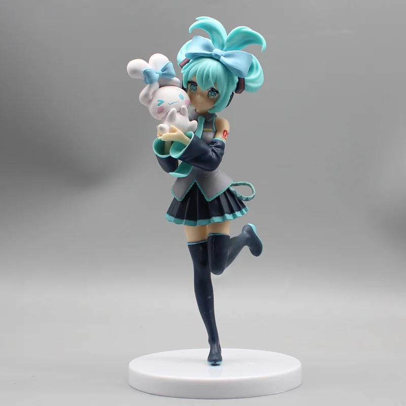 โมเดลการ์ตูน Hatsune Miku ขนาด21ซม. ลายตุ๊กตาขยับแขนขาได้ Cinnamoroll น่ารักทำจาก PVC รูปปั้นของสะสมเดสก์ท็อปของขวัญวันหยุดสำหรับเด็กของเล่น