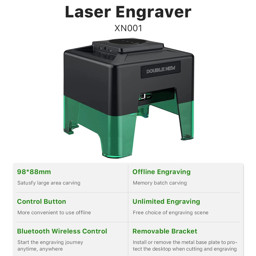 DoubleNew Mini Laser Engraver 3W CNC Machine With 15pcs Beech Wood Tag For Carving Pet Identification Card/Glass/Ceramic/Plastic