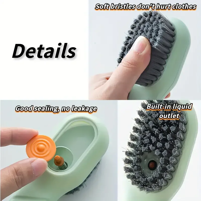 Multifunction Cleaning Shoe Brush Soft Automatic Liquid Shoe Brush Long Handle Clothes Soap Brush With Hook Clean Tool