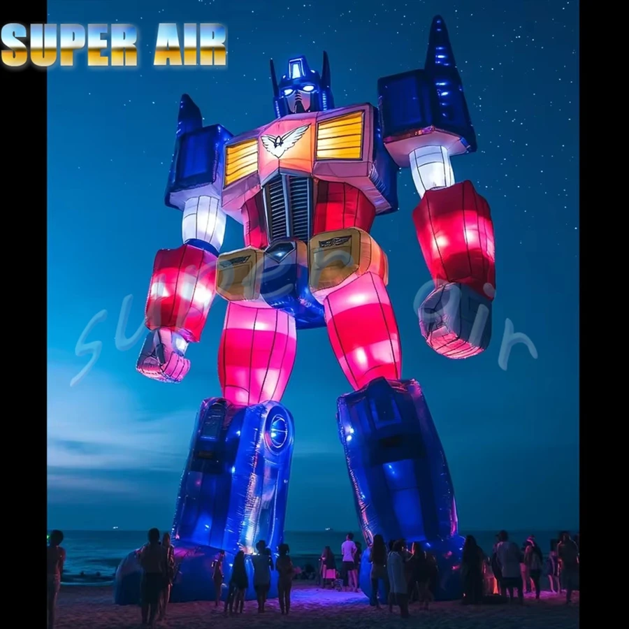 หุ่นยนต์เป่าลมขนาดใหญ่ตกแต่งอาคารสวยงาม พร้อมไฟและเสียง สำหรับงานโฆษณา