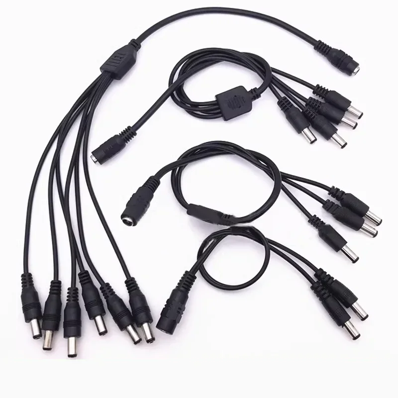 Cable divisor de alimentación DC de 5.5*2.1mm 1 a 2/3/4/5/6/8 vías, adaptador de 12V para tiras LED y cámara CCTV 5