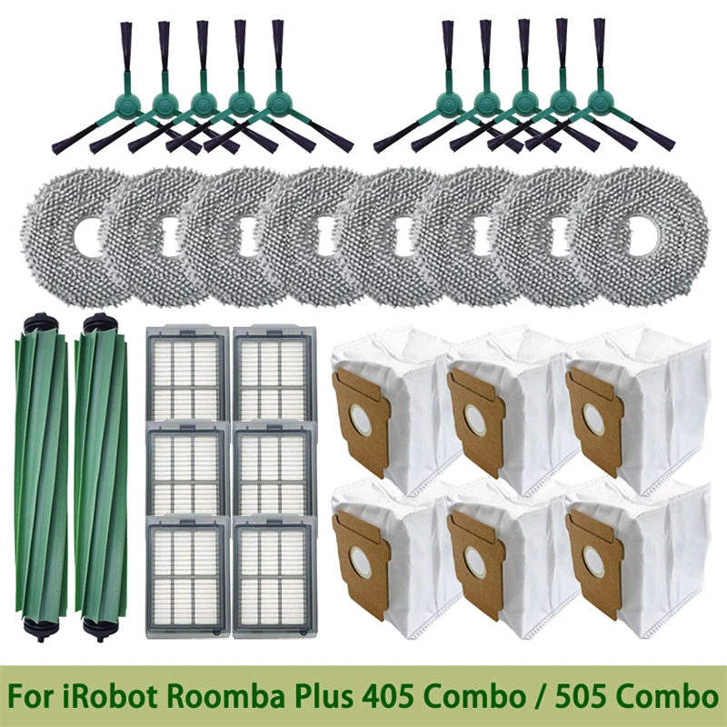 Repuestos y Accesorios Compatibles con iRobot Roomba Plus 405/505 Combo: Paño de Limpieza y Bolsa para Polvo