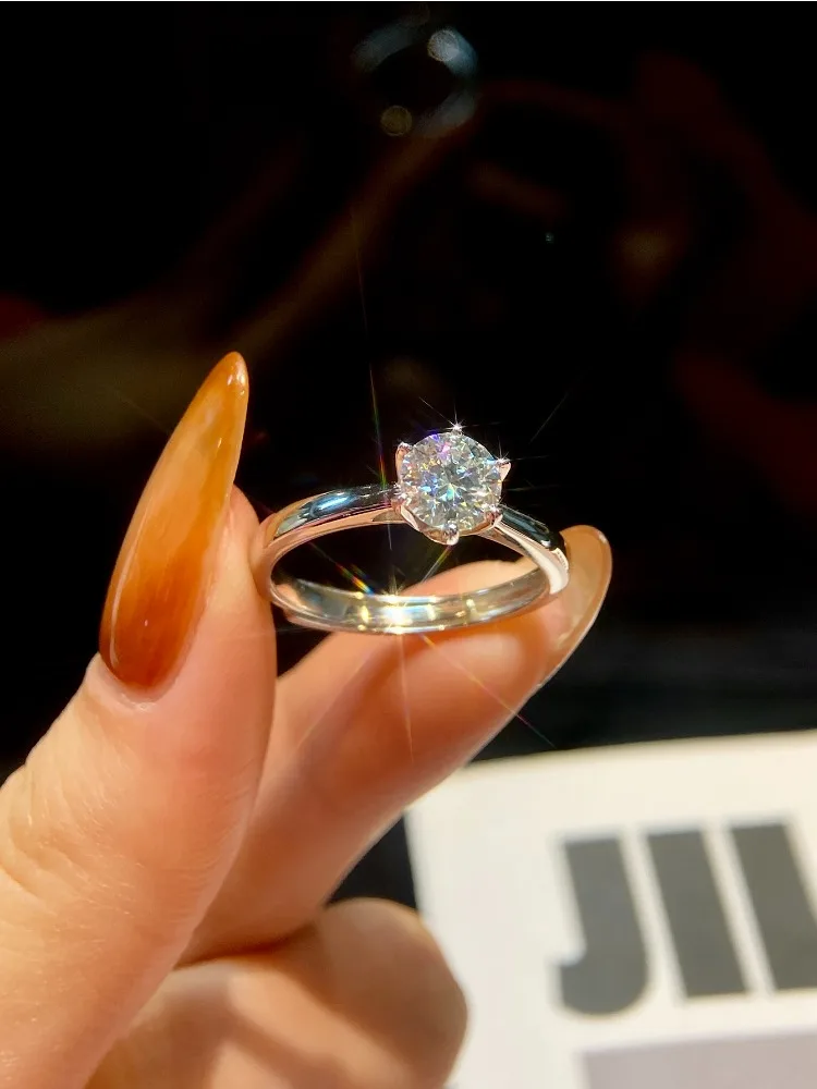 Real 0.5-2ct Real Moissanite Diamond Ring Engagement Wedding  Rings for Women 925 Sterling Silver Luxury Quality Fine Jewelry