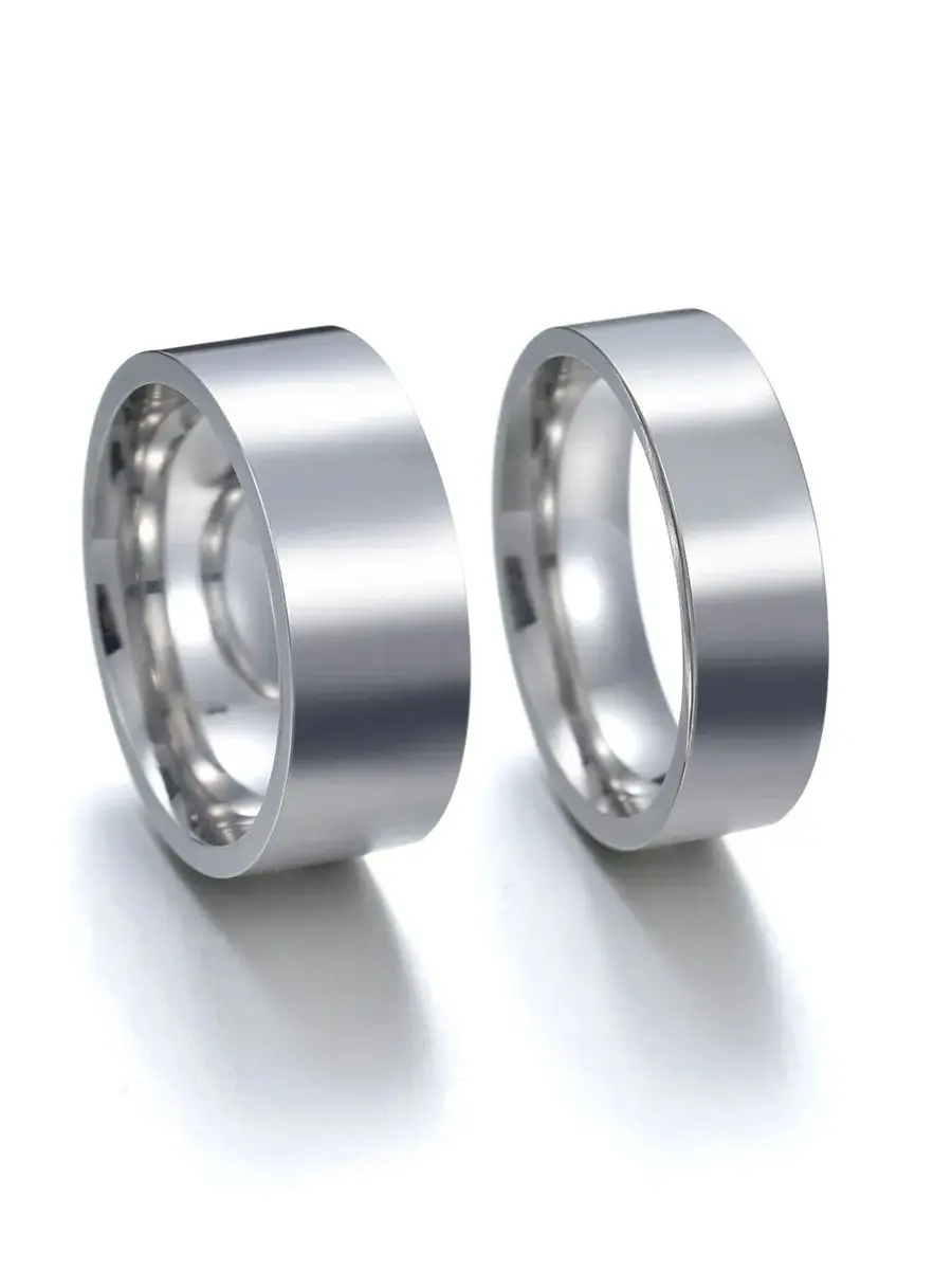 Bague plate en acier inoxydable poli pour hommes et femmes, anneaux de Couple de 4mm, 6mm, 8mm, 12mm de large, bijoux, cadeau d'anniversaire de mariage, vente en gros