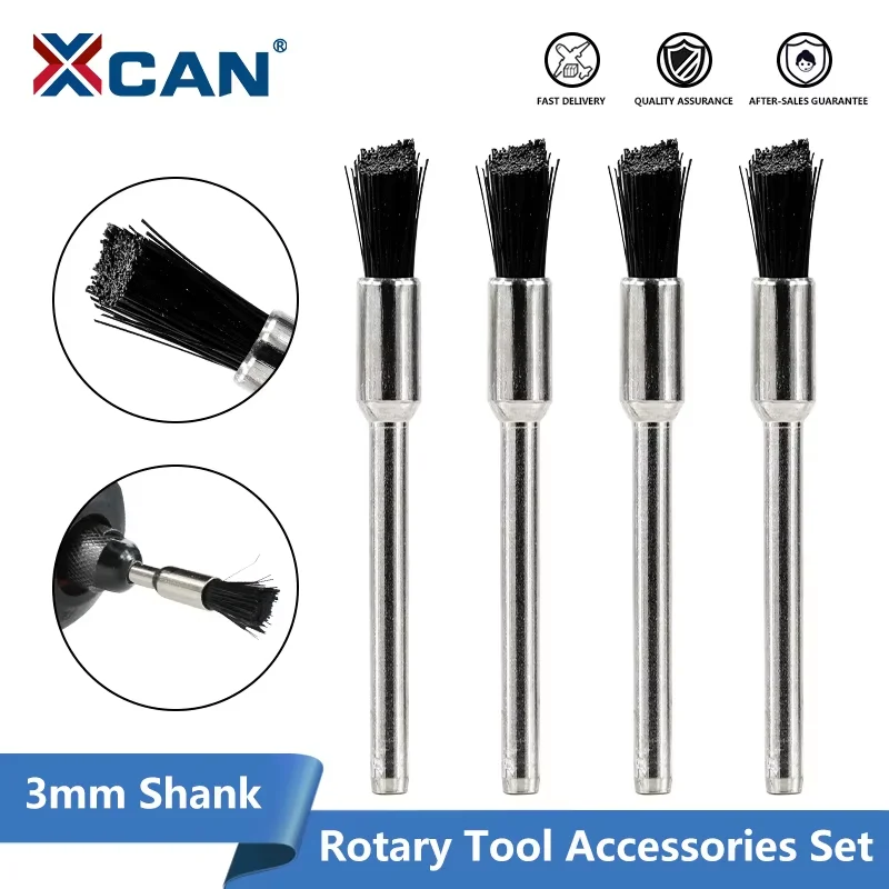 

XCAN 10/20pcs Nylon Wire Brush Set 3.0mm Shank Cleaning Polishing Accessories for Dremel Rotary Tools
