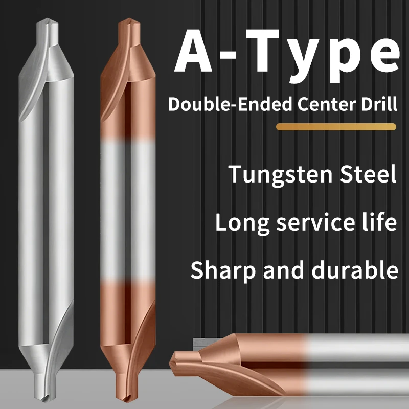 Carbide Tungsten Steel Center Drill Hardened Double-head Fixed-point Drill 60 Degree Center Drill HRC58 For Steel/Alumnium 1PCS