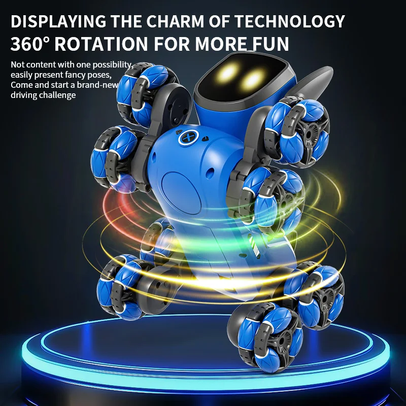 JJRC Q200 pequeño ocho ruedas detección de gestos interacción de voz multifuncional RC máquina acrobática perro niños juguetes niños regalos