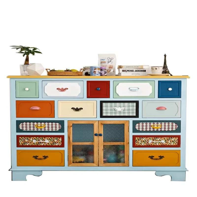 

Solid wood decorative cabinet painted bedroom drawer storage cabinet