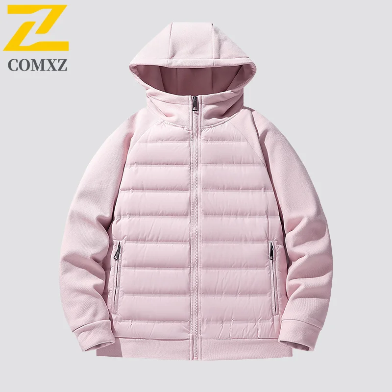 زوجين أسفل سترة 2025 نمط جديد 90 بطة بيضاء أسفل الرياضة في الهواء الطلق سميكة مكافحة الباردة الدافئة معطف مقنع معطف الشتاء عادية أسفل معطف