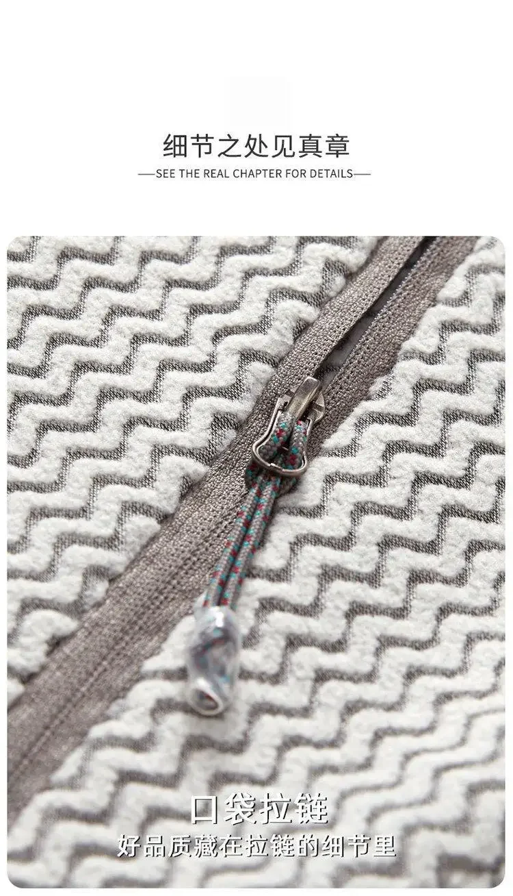 Unisex Herbst-Winter Outdoor-Fleecejacke - Warmer Mantel mit Wellenmuster und Sherpa-Futter für Paare – Detail 12