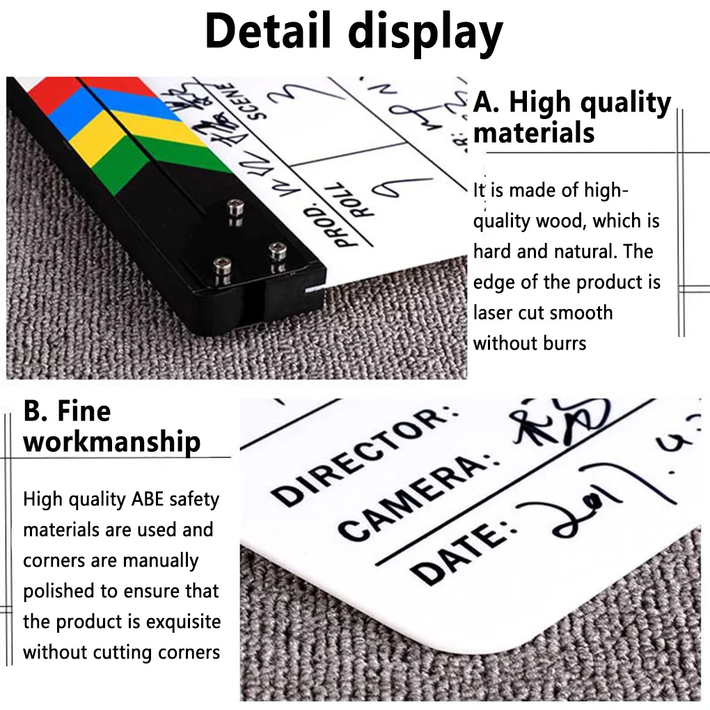 Vlog Recording Director Cinema Clapperboard Notice Clapper Board TV Movie Acrylic Film Scene Professional Photographic