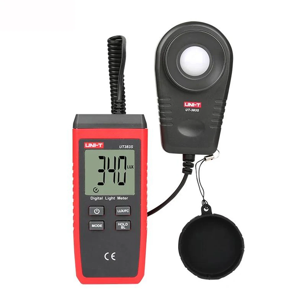 Medidor de Luz Digital UNI-T UT383S, 200,000 LUX, Luxómetro, Luminómetro, Prueba de Luminancia Lux Fc, Iluminómetro de Máxima y Mínima, Fotómetro