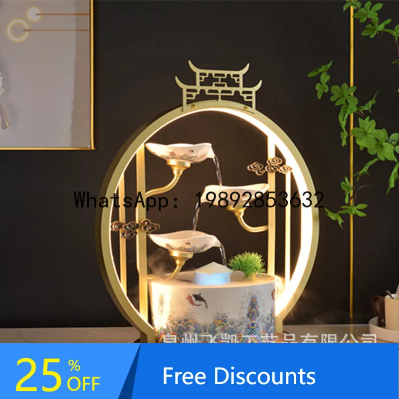 ZK European Style Rockery Fountain Water Flow Ornament Water Feature Living Room Office Desktop Craft