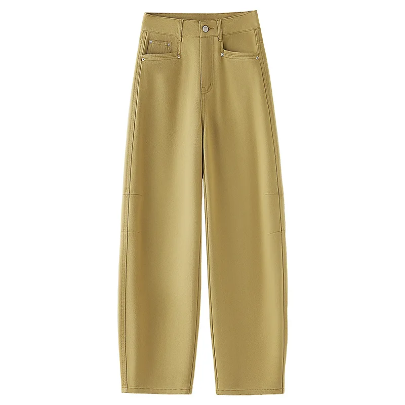 جينز عتيق مستقيم الساق للنساء صيفي متعدد الاستخدامات سروال Scimitar فضفاض للتخسيس سروال الموز