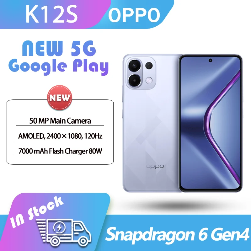 جديد ممن لهم K12S 5G 6.67 "AMOLED Snapdragon 6 Gen4 120 هرتز FHD + 2400X1080 7000mAh بطارية 80 واط SuperVOOC 50MP كاميرا OTA ColorOS15