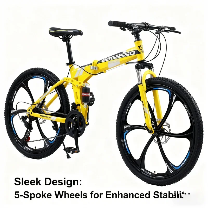 

Складной горный велосипед для взрослых, высокая конфигурация, шестиножевое колесо, желтый, мягкий велосипед с регулируемой скоростью для трансграничной оптовой продажи