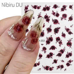 3D Rose Flowers Nail Sticker Accesories Soft Embossed Nail Art Self-pressing On Nails Decoration Manicure Ladies Slider Decals