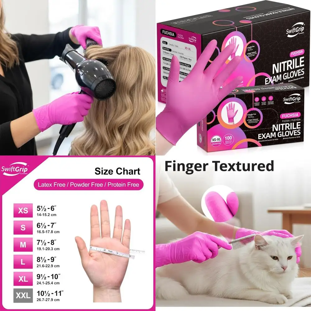 

Одноразовые нитриловые перчатки, толщина 3 мил, без латекса, без пудры, розовые/фуксия