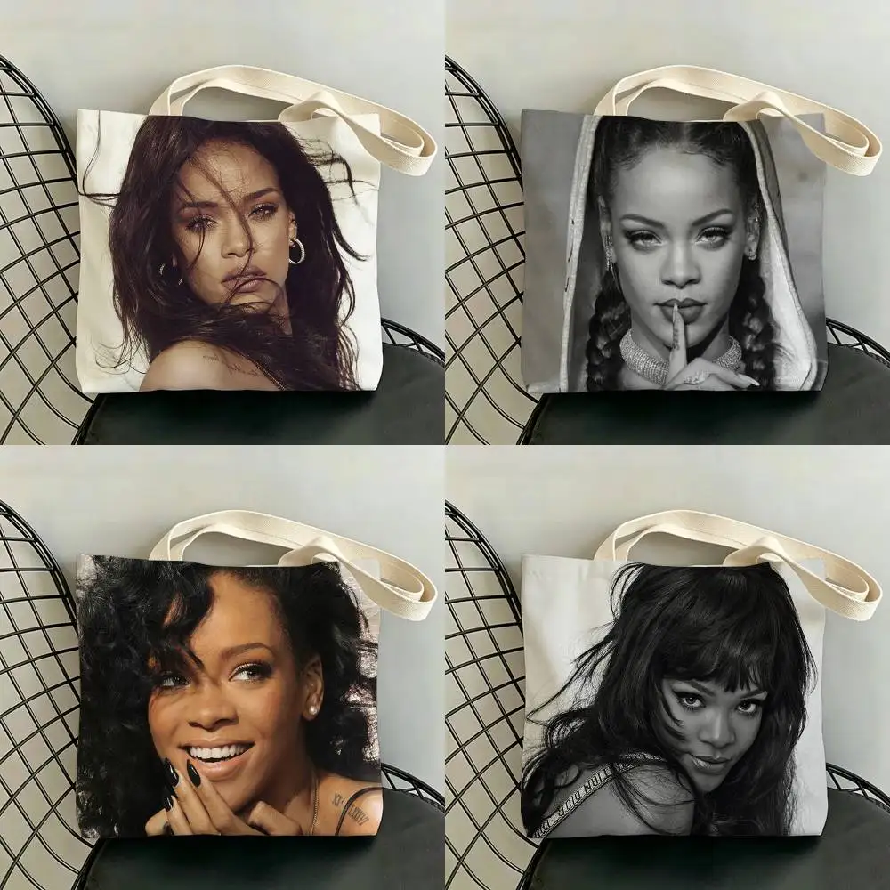 

Singer R-Rihannas Storage Bags Double-Sided Print Large Tote Bag Durable Beach Picnic Foldable Gift Eco