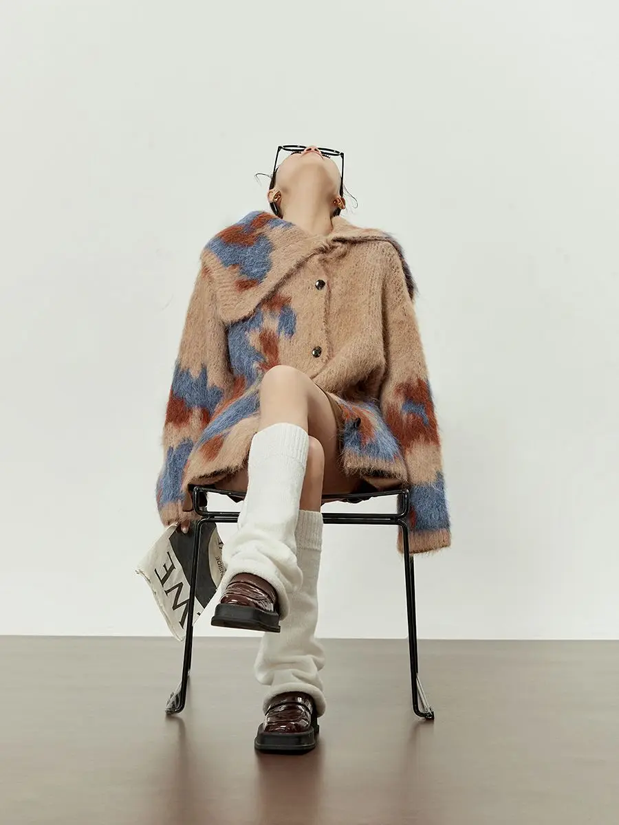 Suéter de malha cardigan feminino assimétrico design sentido casaco solto