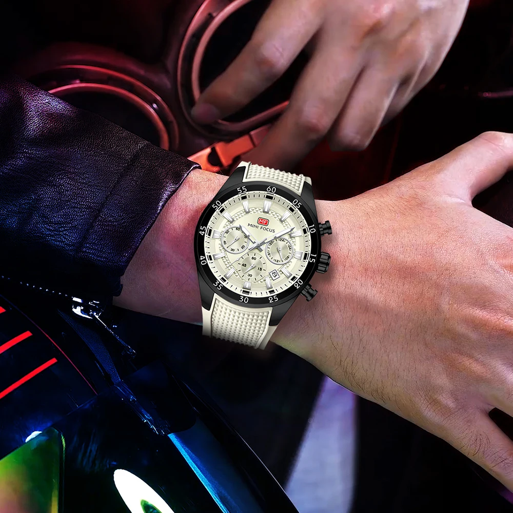 MINI FOCUS High Quality Men's Luxury Belt Fashion Quartz Watch Men Round Business Student Sport Waterproof Glow Clock