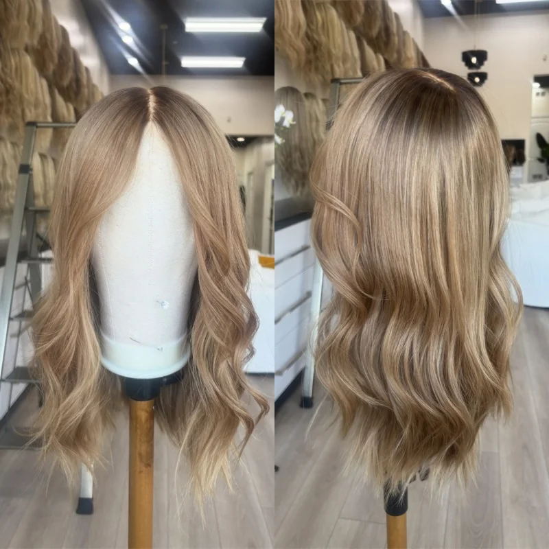 13x4 Free Part Ombre Creamy Honey Brown HD Lace Front Wig Synthetic Wig Glueless Preplucked Hairline Real Wig Top Lace Party Wig