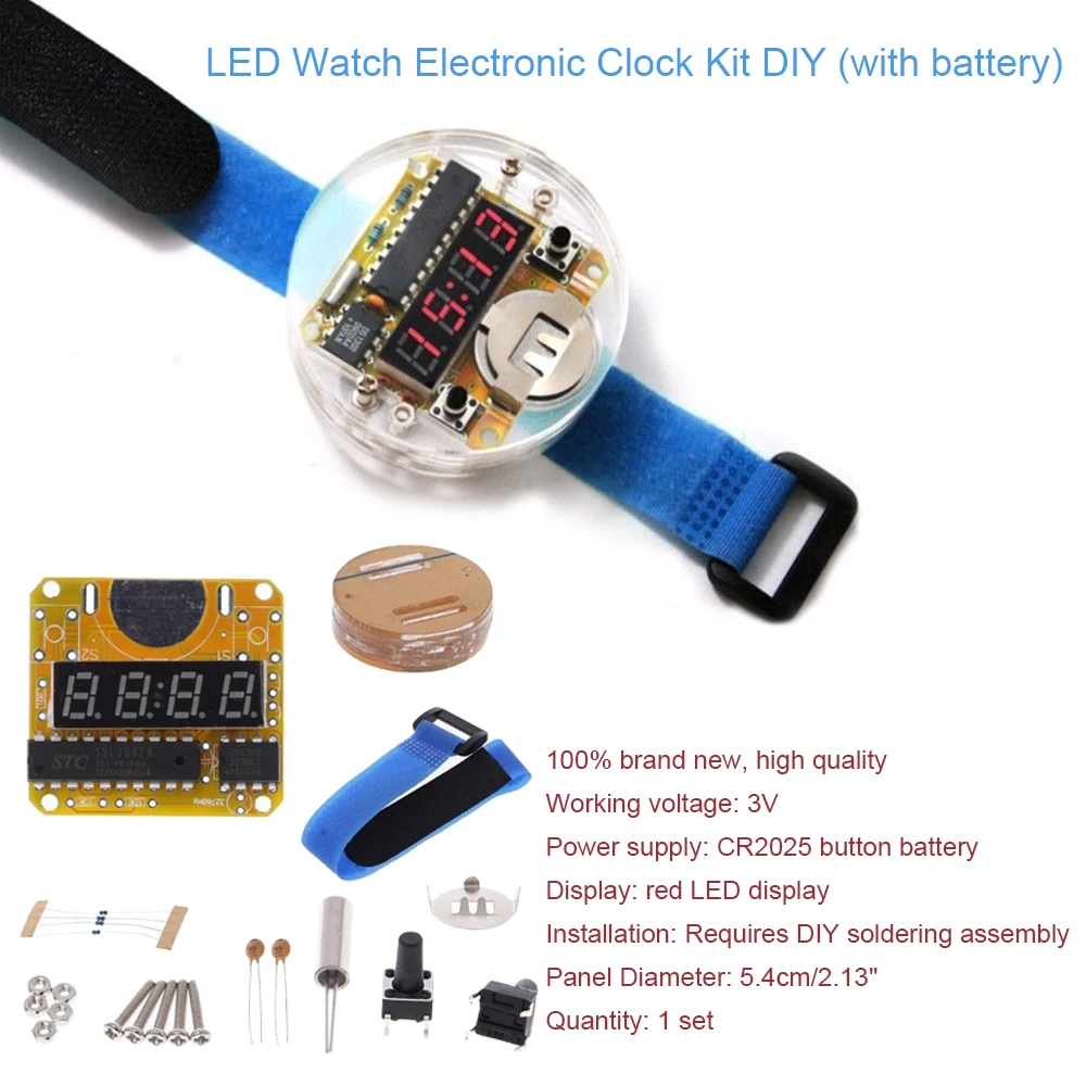 Brand New Transparent 4 Digit LED Watch Electronic Clock DIY Kit Smart Electronic Microcontroller LED Watch Electronic Clock Kit