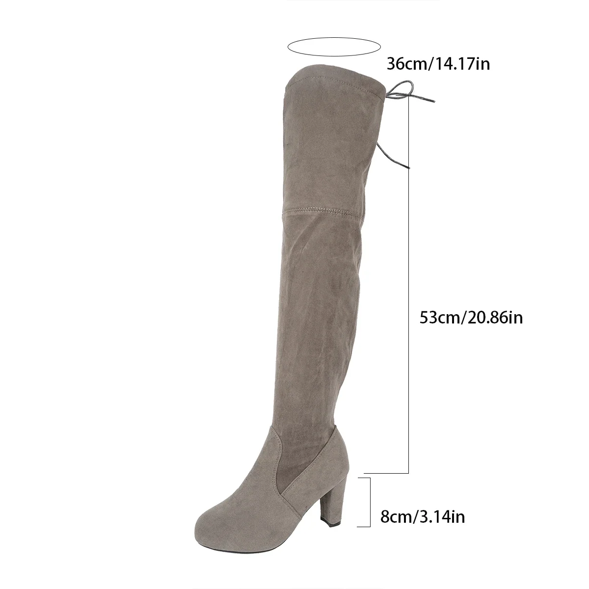 Winterliche europäisch-amerikanische neue Damen-Overknee-Stiefel mit hohem Absatz, rundem Schaft und Schnürung – modische, sexy Stiefel für Nachtclub-Partys und moderne Anlässe – Detail 27