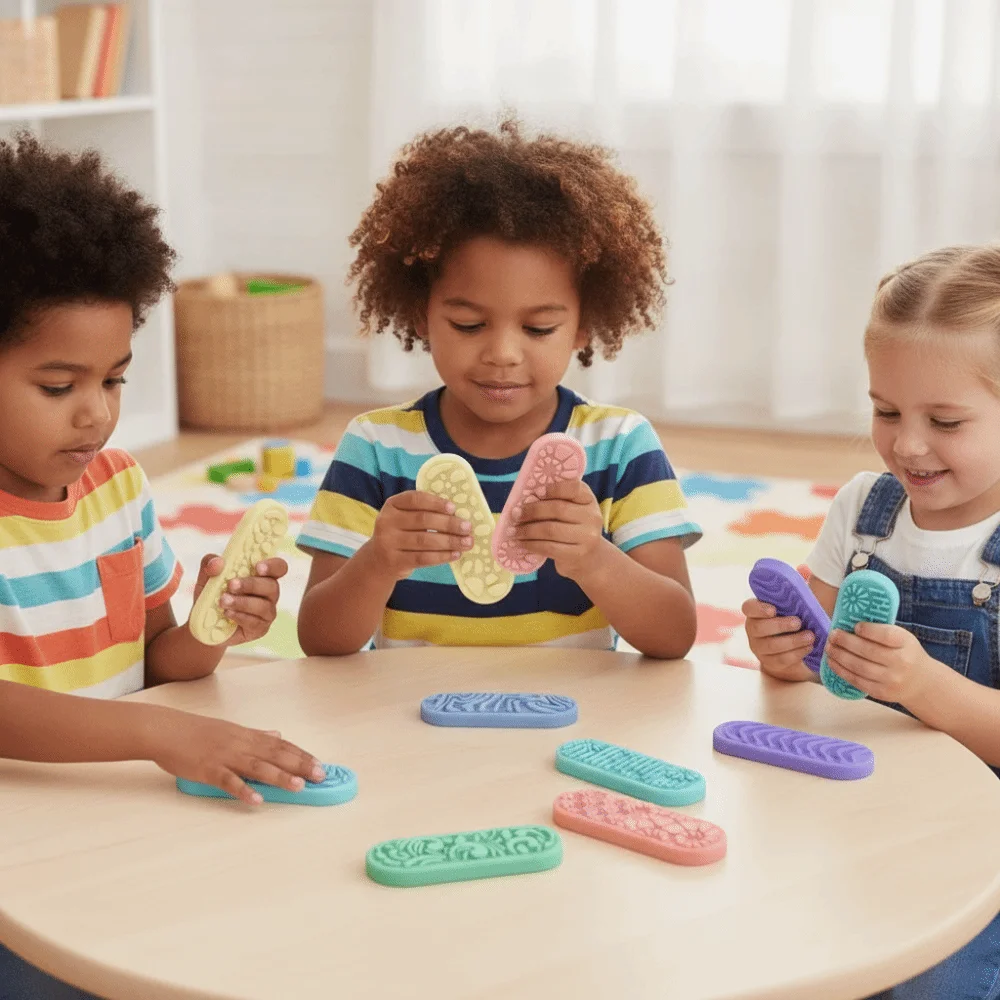 Soft Silicone Sensory Stone Toy Textured Surface Portable Size Textured Worry Stones Creative Design Unique Gift
