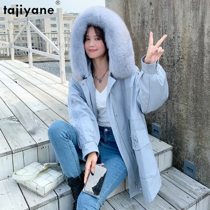 

Tajiyane Real Fur Parkas Women Coats Winter 2023 New Fox Fur Collar Rex Rabbit Fur Liner Detachable Mid-length Fur Coat Casacos