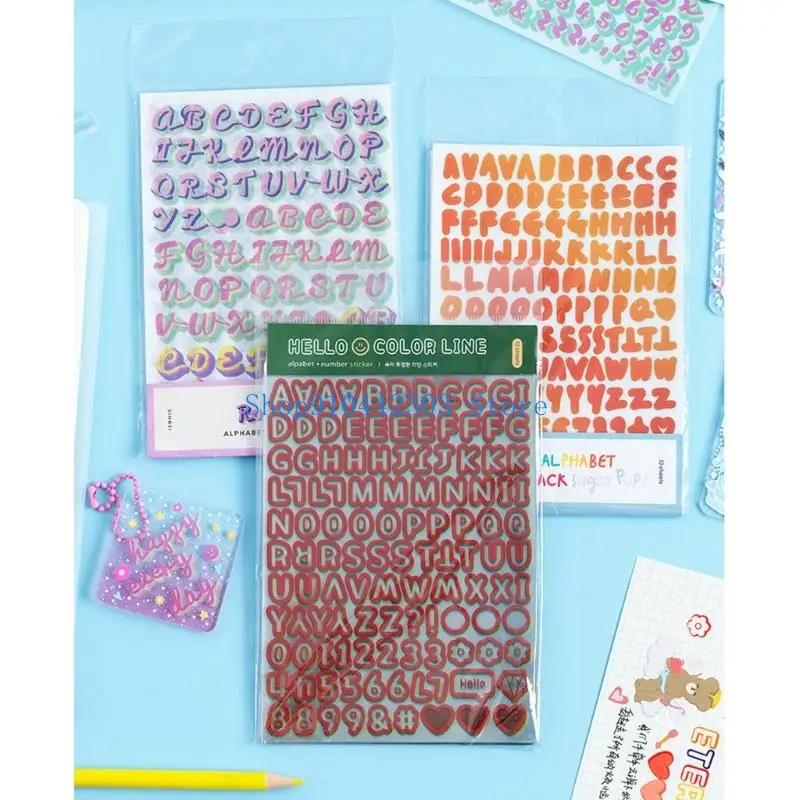 L4MD Colorful Letter Number Sticker Waterproof PVC Scrapbooking Sticker For Journaling Notebook Planner Phone Case Decoration