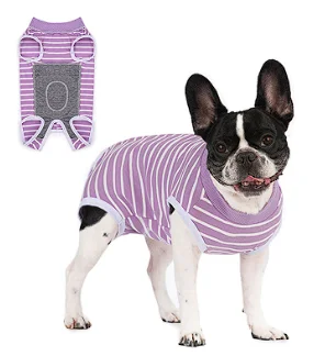 Qiqu Pet Supplies Post Surgery Recovery Suit for Male Female Dogs Cats Spayed Anti Licking Biting Surgical Shirt with Pee Hole