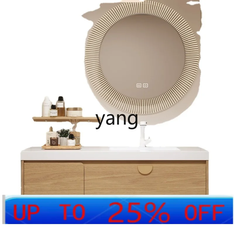 

Lcx Stone Plate Hot Bending Whole Washbin Oak Log Bathroom Cabinet Combination Washstand Customization