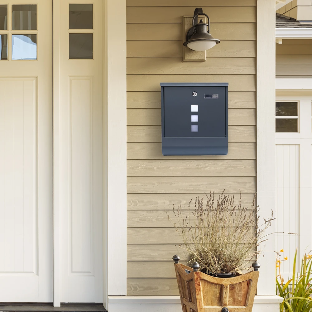 

Wall Mount Mailbox with Secure Key Lock Lockable Mailbox Large Capacity Heavy Duty Mailbox for Home Garden Service