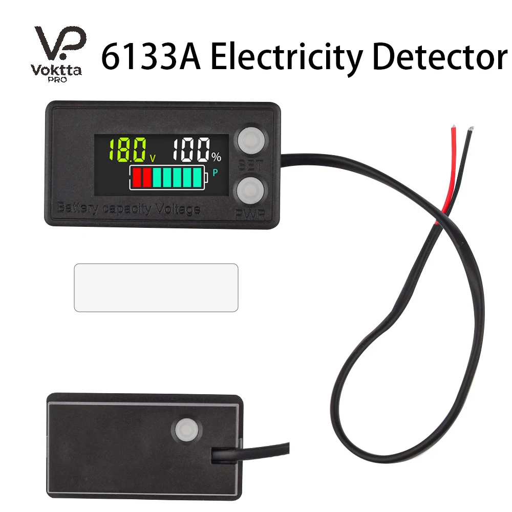 Medidor de Voltagem LCD 6133A, 2 Fios, 8V-100V, Voltímetro Digital, Indicador de Capacidade de Bateria